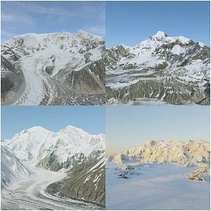 3D American and Canadian highest mountains model