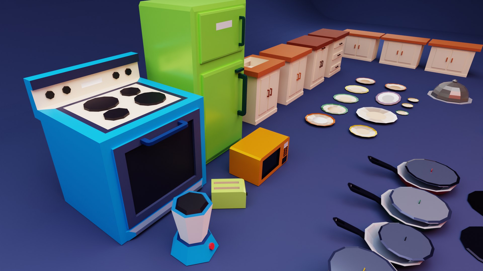 3D 98 Low Poly Kitchen 3D Game Assets And Models - TurboSquid 1900640