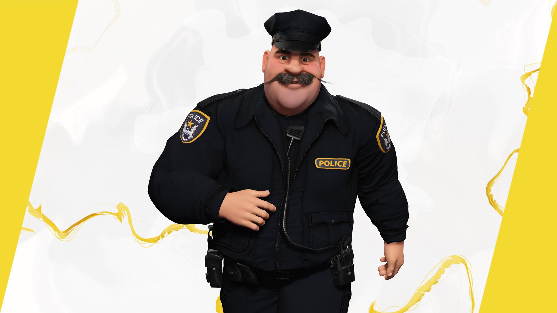 3D Stylized Cartoon Police Chief Rigged Fat Cop - TurboSquid 2354503