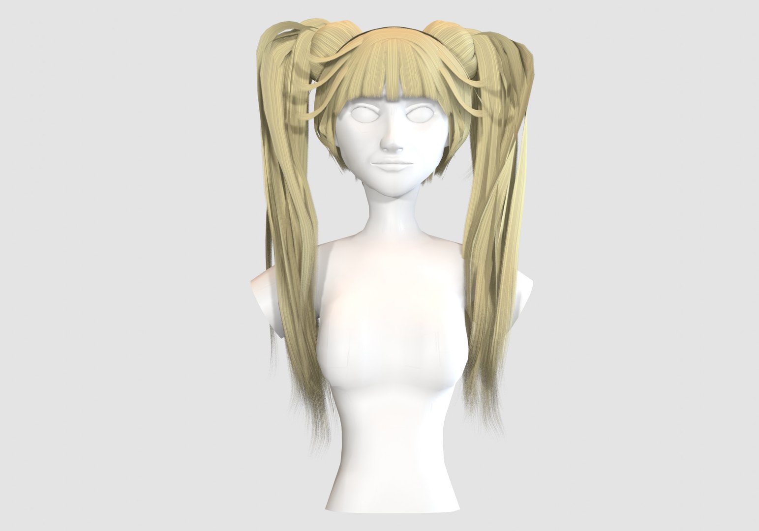 3D model Pigtails Long Hairstyle VR / AR / low-poly