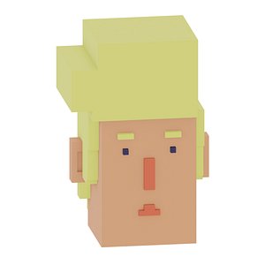 3D Donald Trump  low poly cartoon 8 bit style model