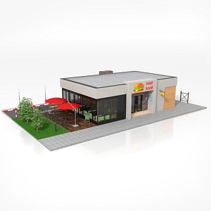 3D Drive-Thru Fast Food Restaurant 2 model