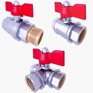 3D 3 Ball Valves SET v23