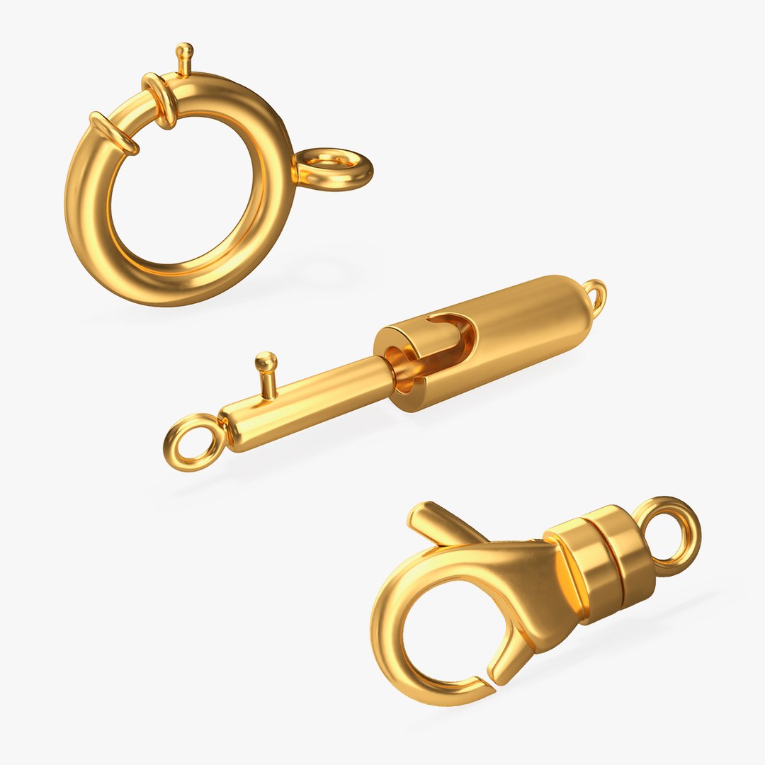 3D Gold Jewelry Clasps Collection Model TurboSquid 2146101