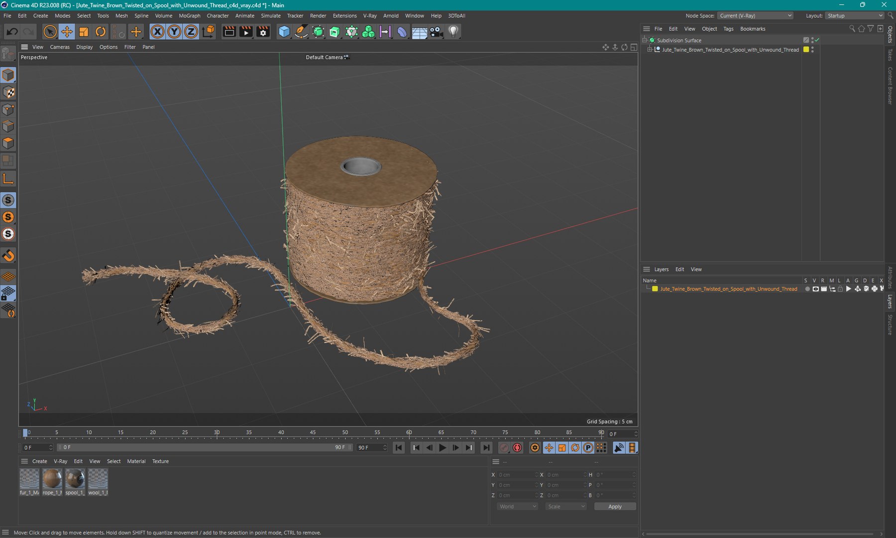 Jute Twine Brown Twisted On Spool With Unwound Thread 3D Model ...