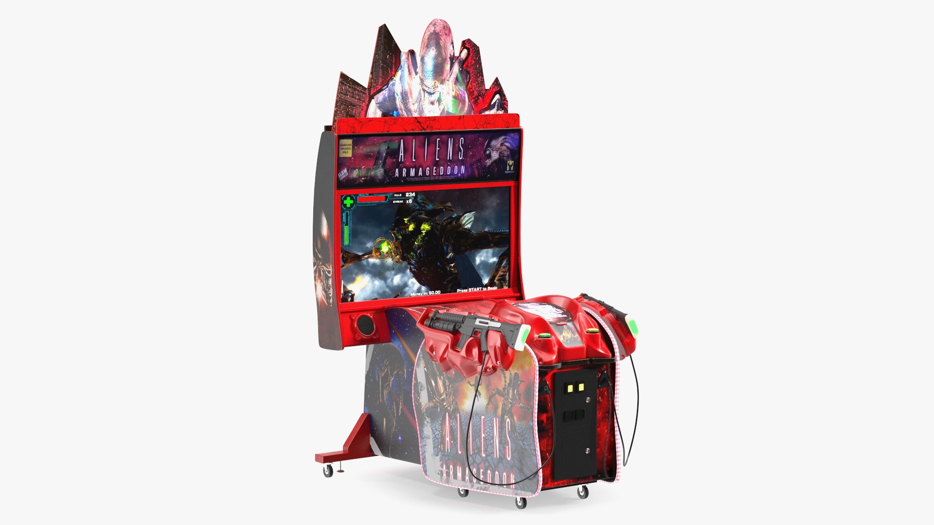 Arcade Machine Aliens Armageddon On State State Rigged 3D model preview