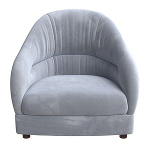 3D Ward Bennett  Brickell Assoc Tub Lounge Chair Gray Mohair