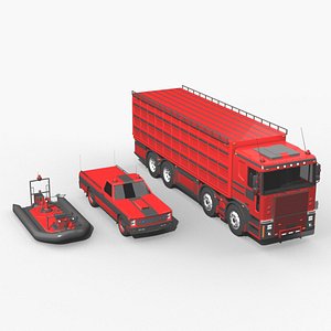 3D Rescue Unit Fire Truck Bundle