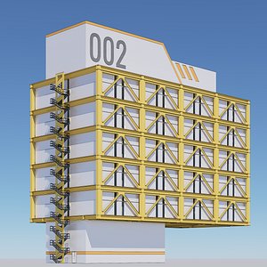 3D Sci-fi Building Block 002 model