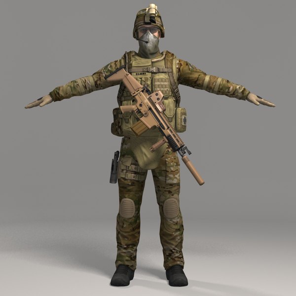 3d military male soldier set model