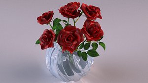 3D rose vase model
