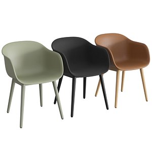 fiber armchair wood base 3D model