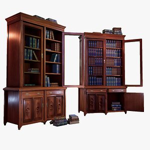 3D Victorian Bookcase Game-Ready model