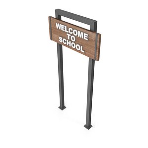3D Model of Wooden Sign with Metal Stand 3D