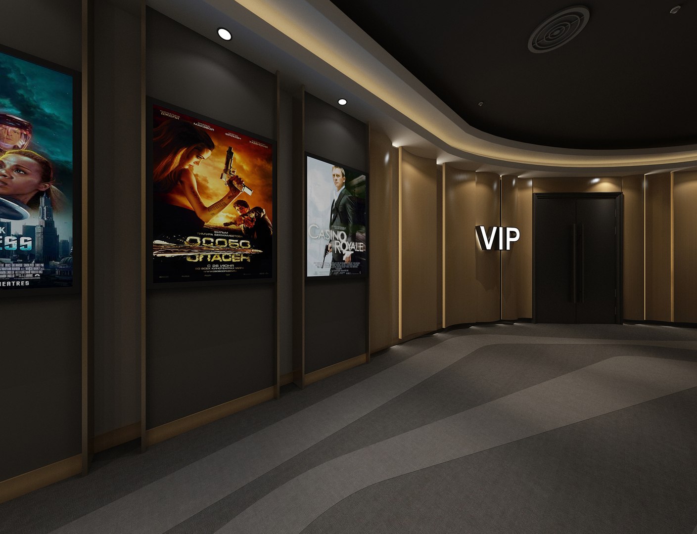 3D Cinema Hallway 01 Model - TurboSquid 1948953