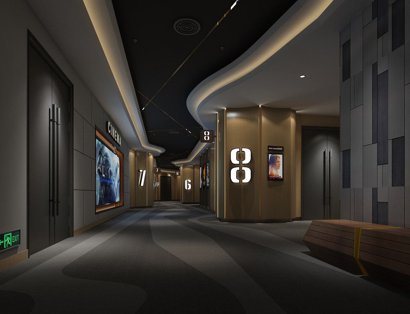 3D Cinema Hallway 01 Model - TurboSquid 1948953