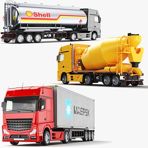 3D Detailed Three Trucks model