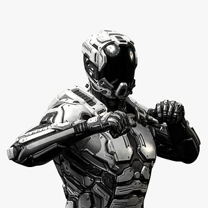 3D Futuristic Armored Robot Rigged model