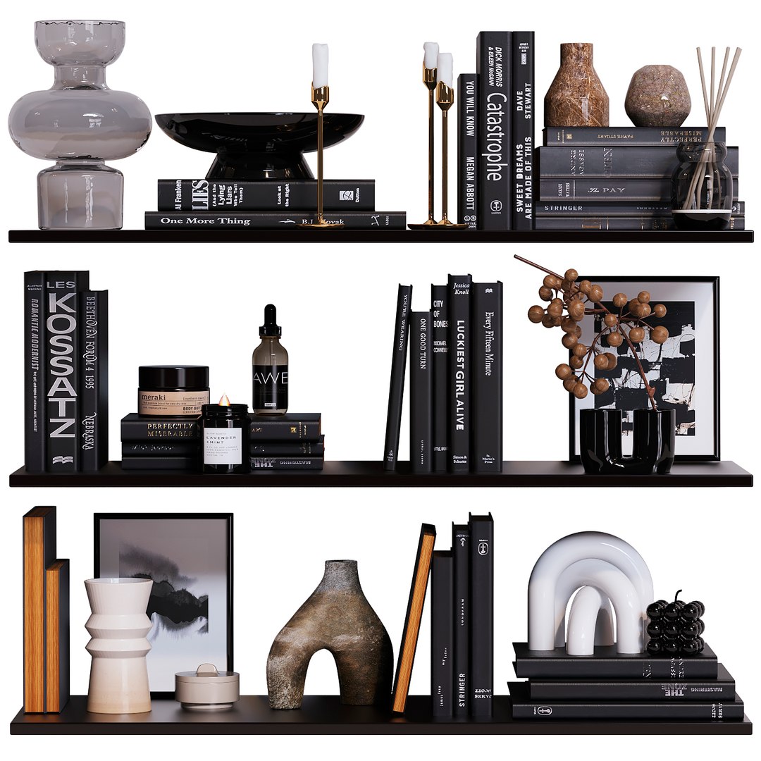 3d Shelves With Decor - Turbosquid 1815675