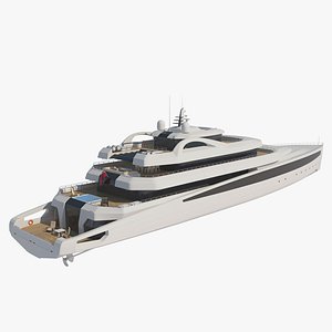 3D model luxury modern mega yacht