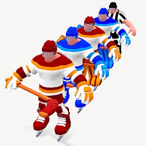 3D cartoon hockey team model