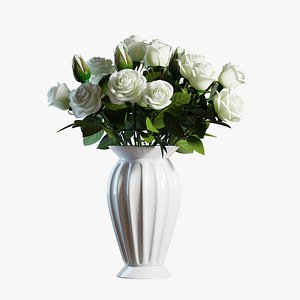3D 3D Model  Flower Set 04  White Roses Bouquet