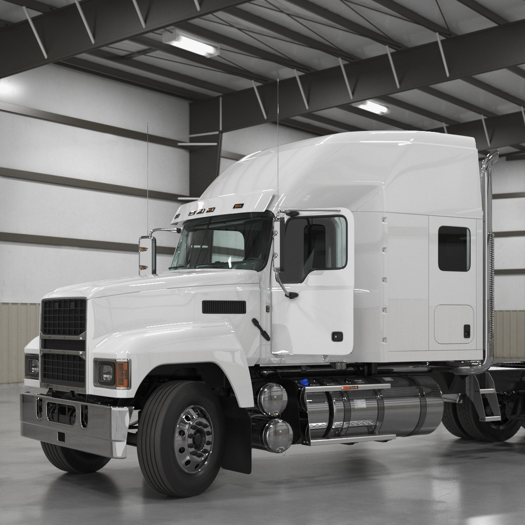 2025 Semi Truck White Rigged 3D model preview