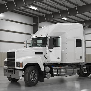 2025 Semi Truck White Rigged 3D model