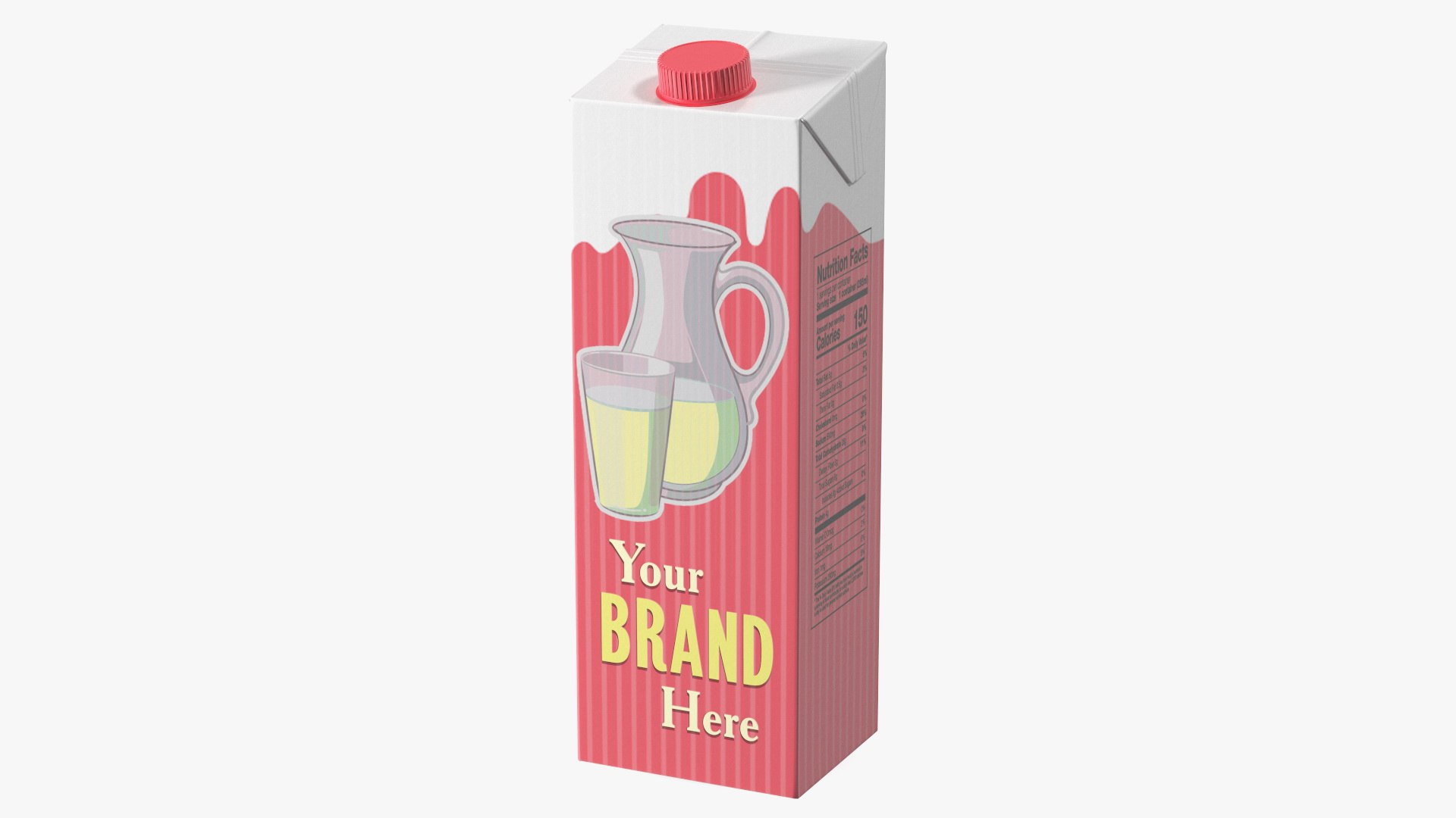 Mockup Aseptic Carton Package with Screw Cap Red 3D model preview