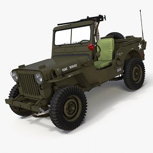 Military Jeep Willys M38 with Mounted Gun
