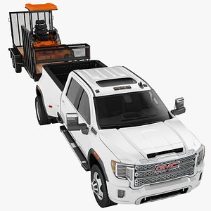 GMC SIERRA HD DENALI 2020 with Landscape Pro Trailer 01 3D