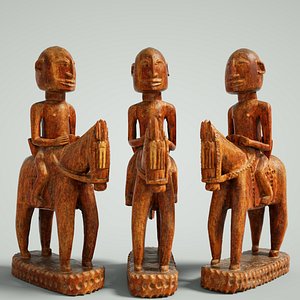 Wooden statue Man on Horse Scan