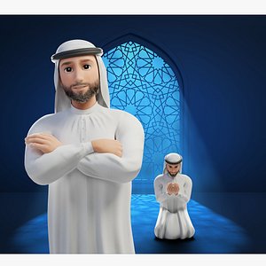 Cartoon Arab Man Rigged 3D