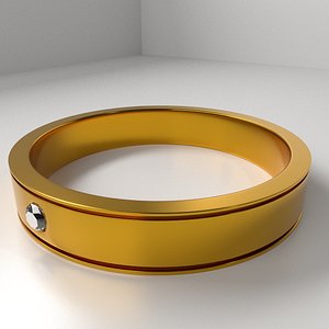 3D gold ring diamond model
