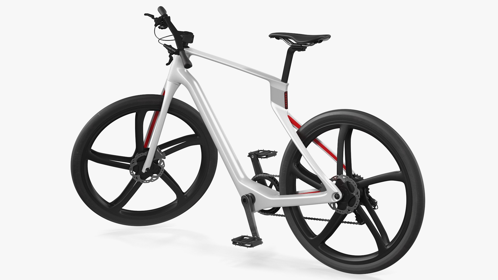 Carbon Electric Road Bike White Rigged 3D model preview