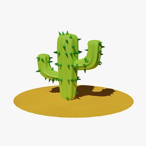 3D Cactus Model In Desert Scene model