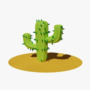 Cactus Model In Desert Scene model