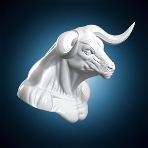 Minotaur Bust Fantasy Creature 3D Print Model