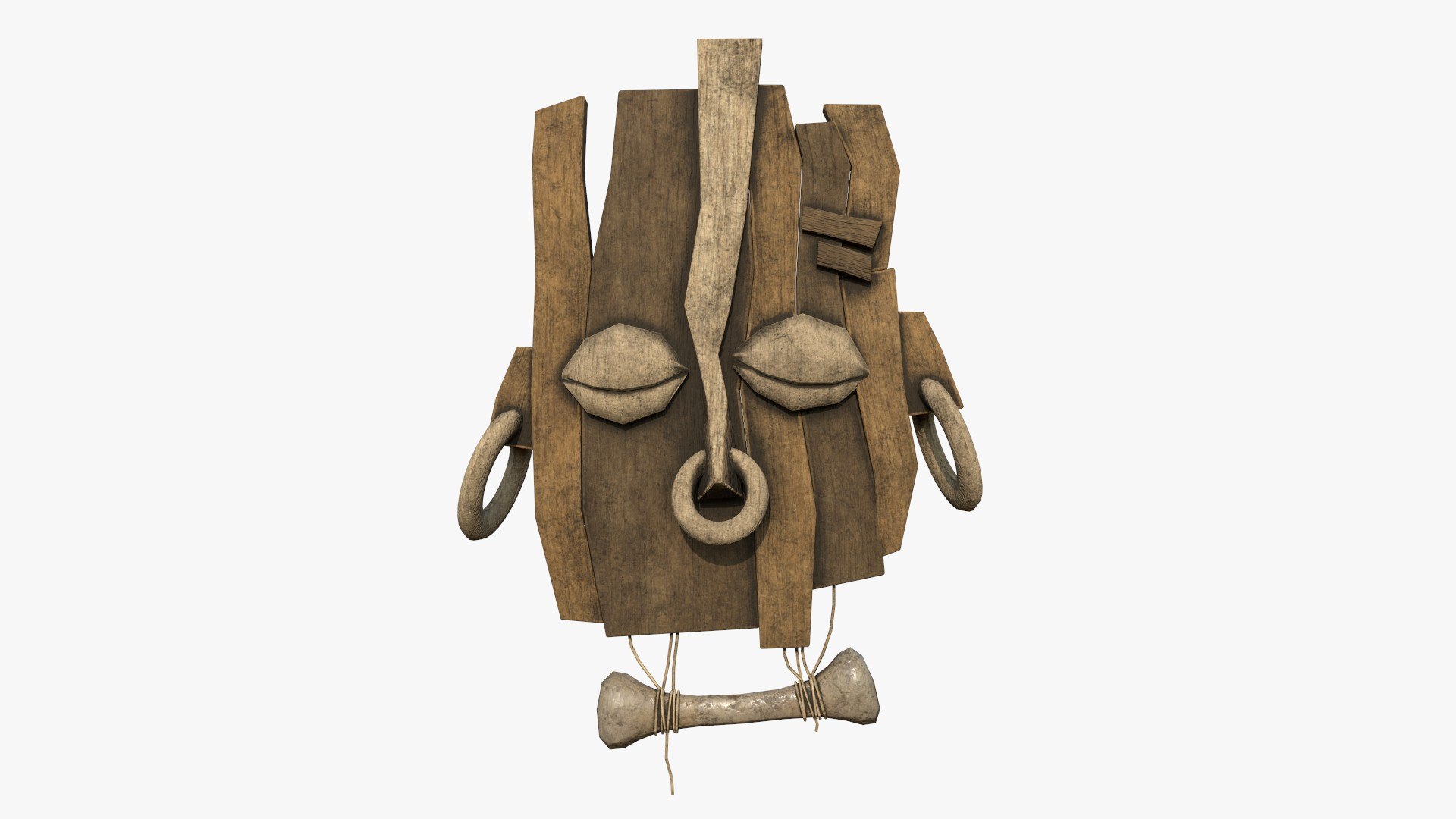 3D Tribal Mask E07 Full Wood Costume Character Design TurboSquid   R70 