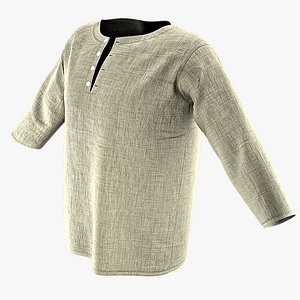 Henley collar T-shirt Male 3D model