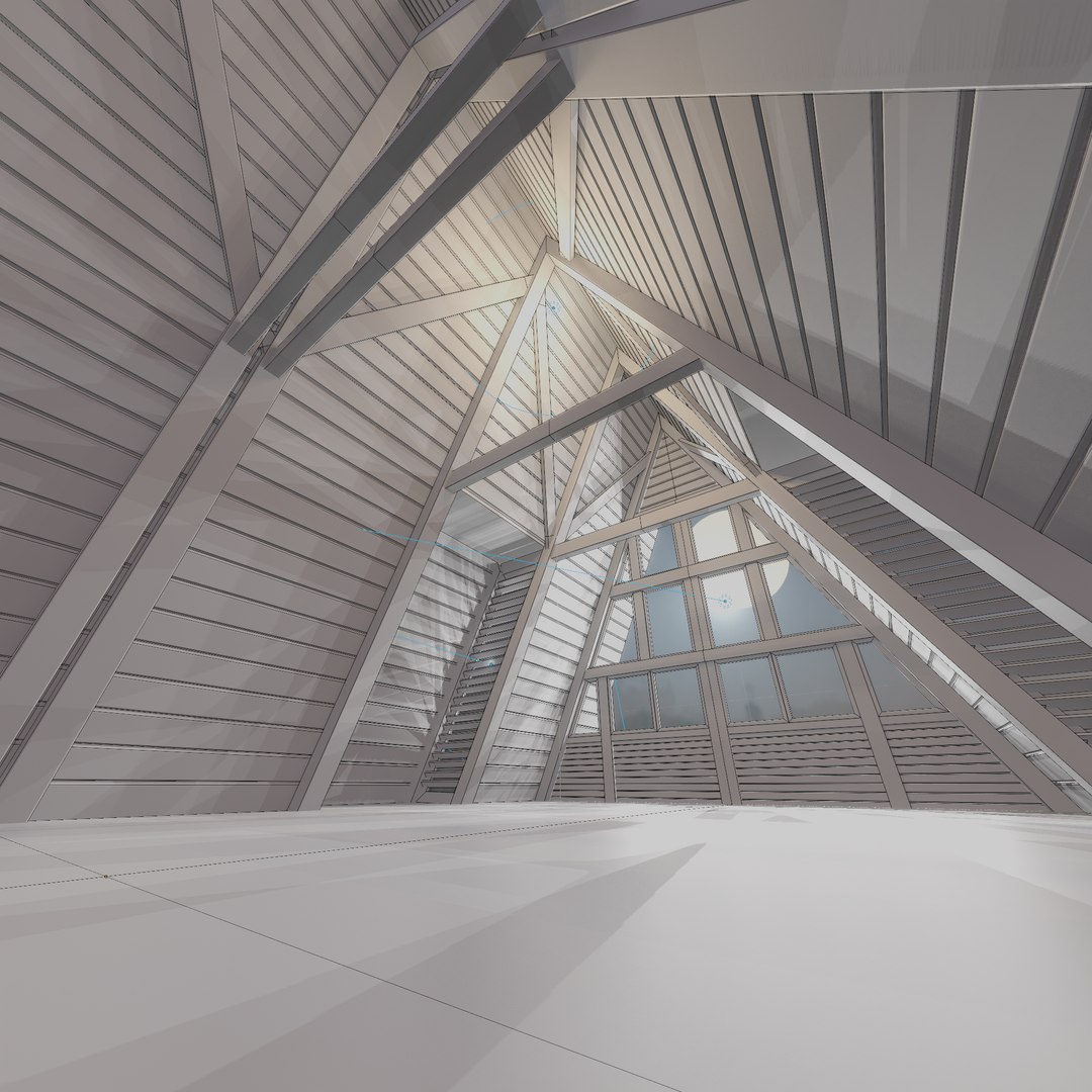 Triangular Wooden Modern House Interior Model - TurboSquid 1846725