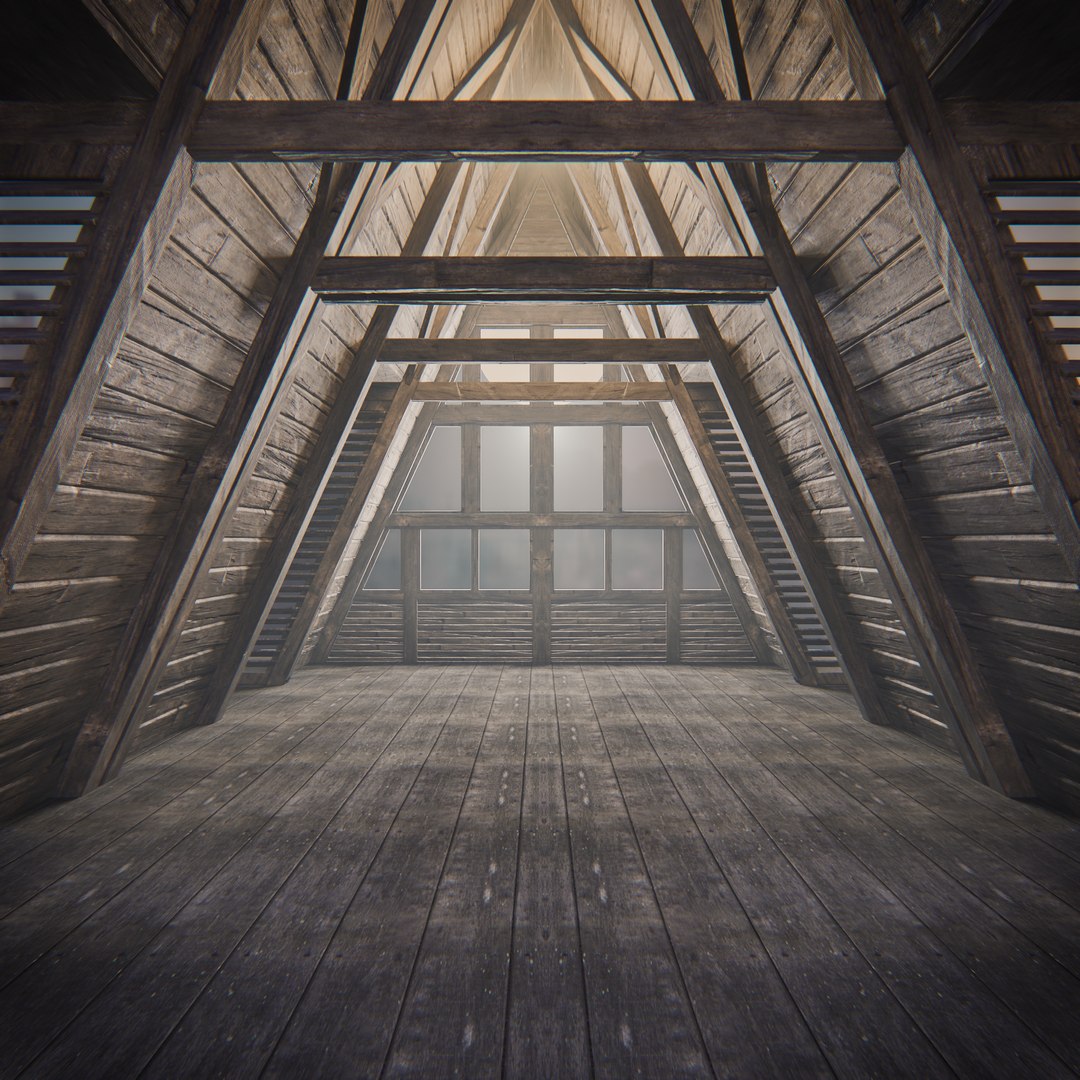 Triangular Wooden Modern House Interior Model - TurboSquid 1846725