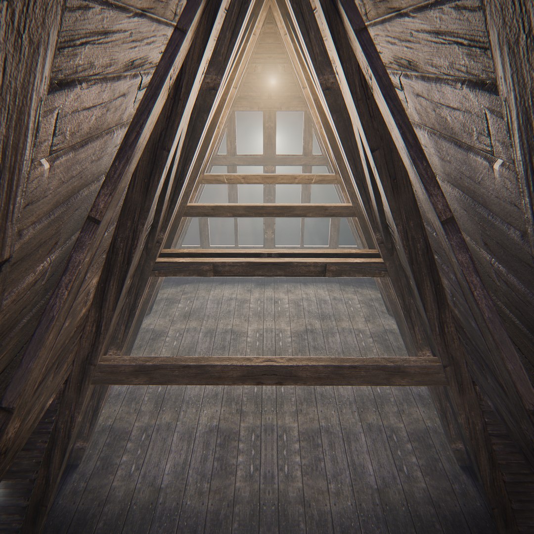 Triangular Wooden Modern House Interior Model - TurboSquid 1846725