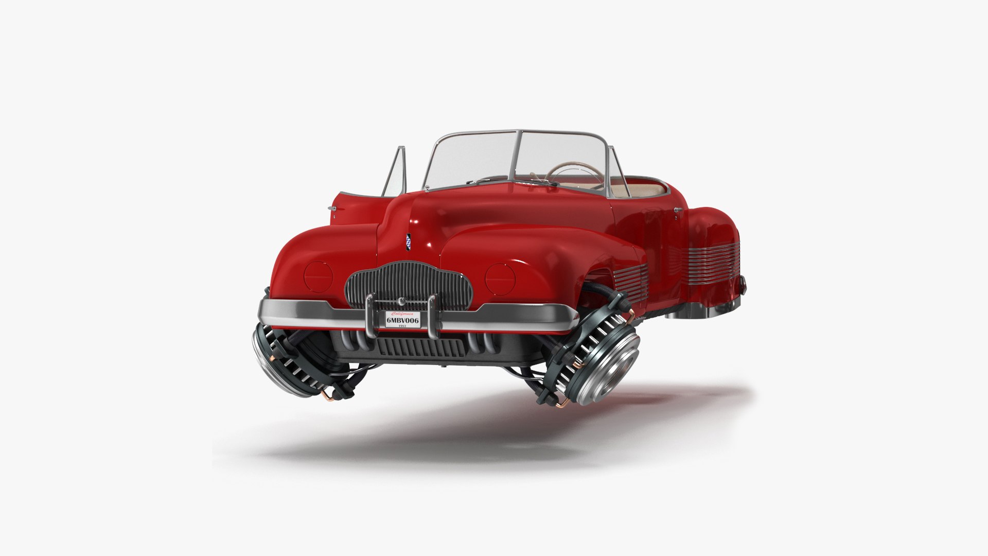 Hover Retro Car Red New Rigged for Maya 3D model preview