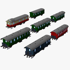 german rail passenger- baggage- and mail wagons -donnerbuechse- 3D model