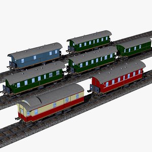 german rail passenger- baggage- and mail wagons -donnerbuechse- 3D model