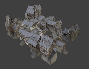 3D houses fantasy medieval model