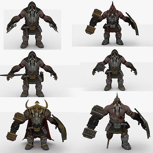 6 in 1 Warrior Rigged 3D model