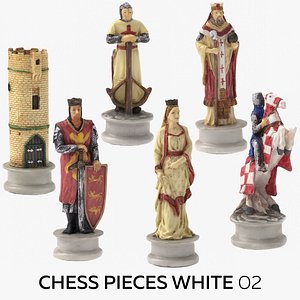 chess pieces white 02 3D model
