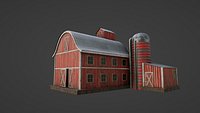 western style farm house red barn with 4k pbr textures